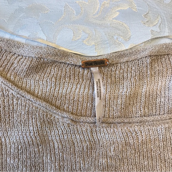 FREE PEOPLE, size L, striped tan & cream knit oversized tunic - Picture 8 of 9